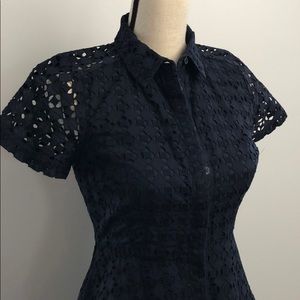 Ann Taylor Navy Eyelet Dress